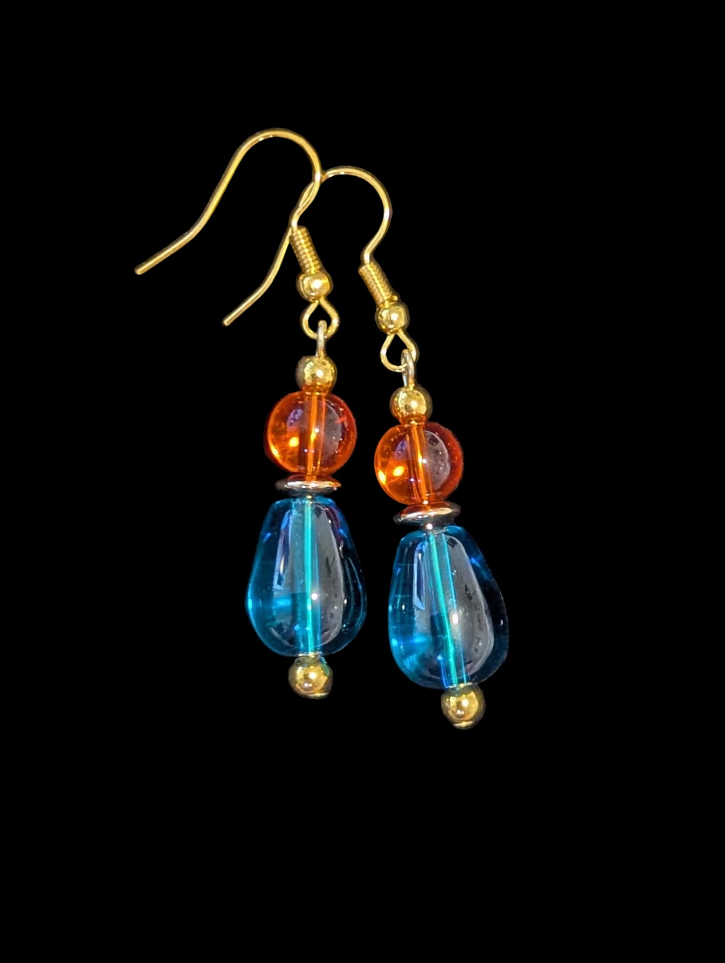 Blue & Orange Dangle Earrings