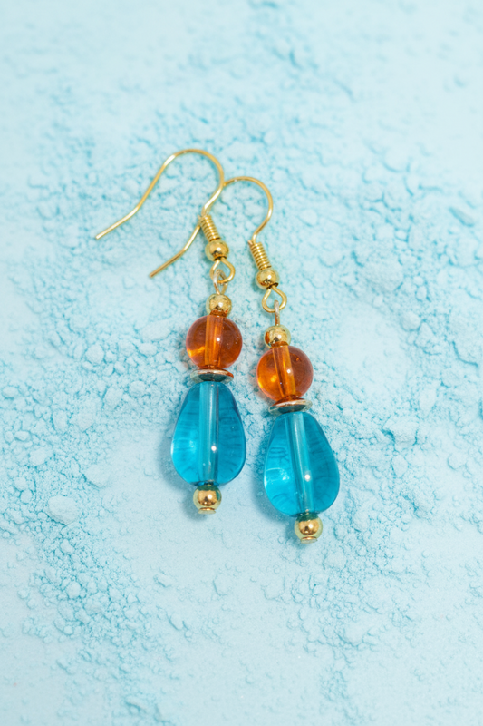 Blue & Orange Dangle Earrings