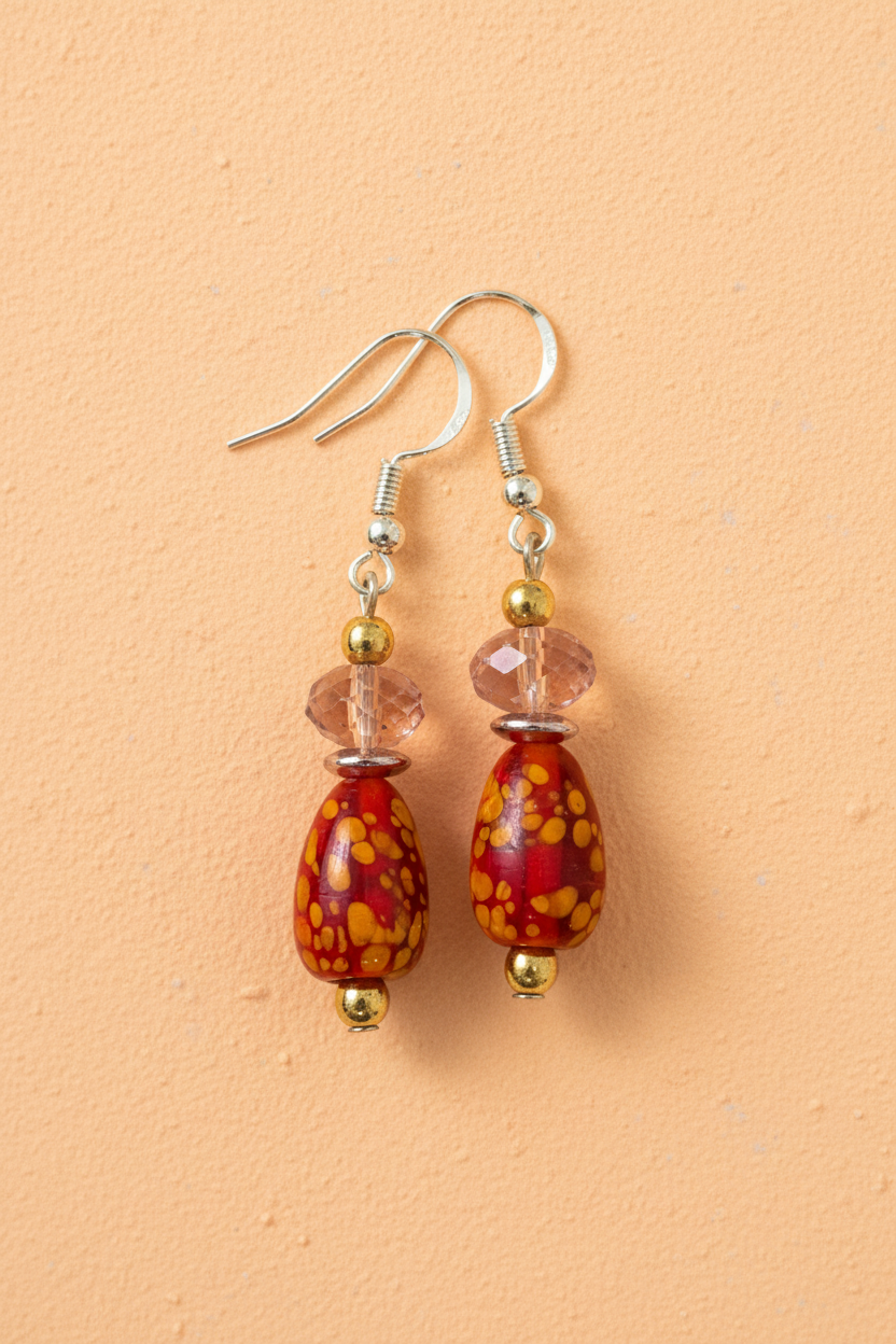 Purple & Orange Dangle Earrings