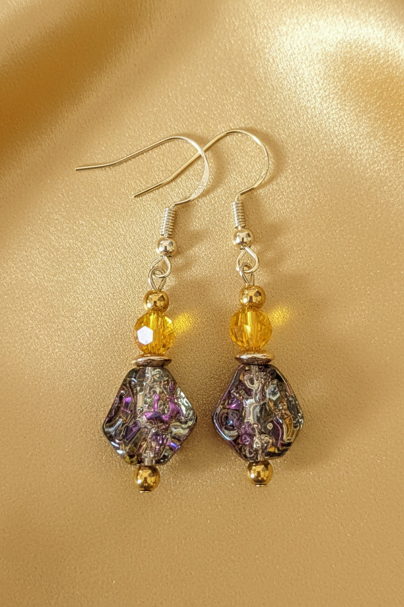 Black & Yellow Faux Gemstone Earrings